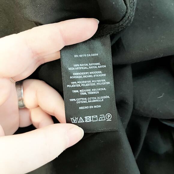 Vanessa Virginia by Anthropologie V Neck Embroidered Coquette Dress Black 2 NWT - Picture 3 of 14